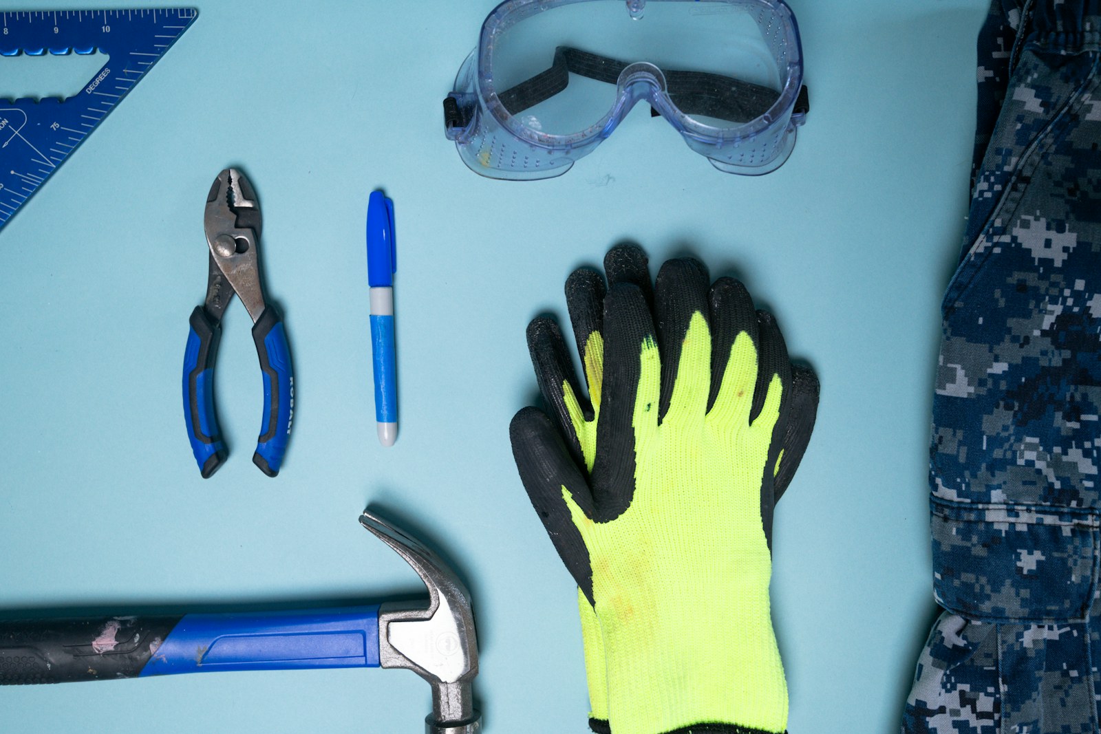 Organized technician tools and safety equipment ready for a project